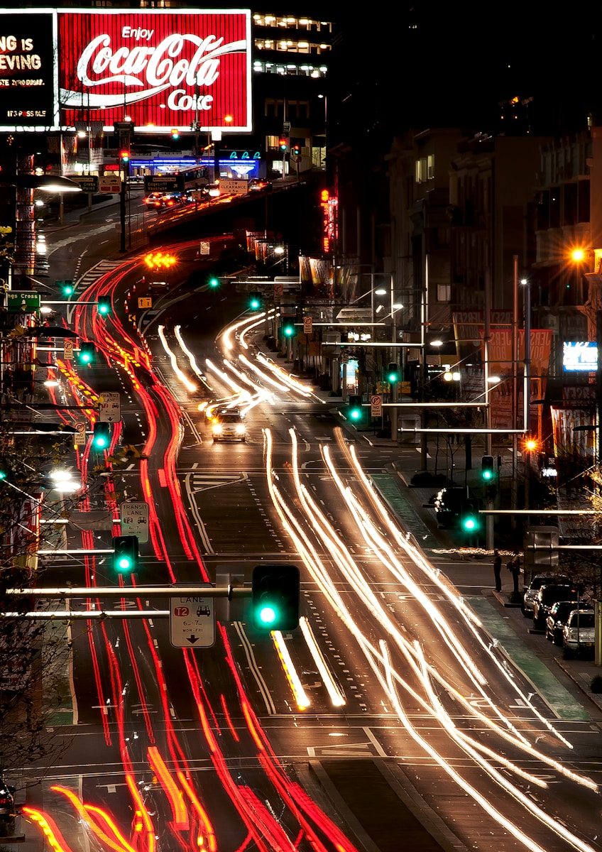 time-lapse photography of city lights by night