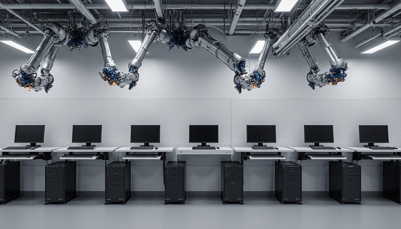 Badania i edukacja w praktycznym środowisku robotycznym robot współpracujący ze studentami w laboratorium