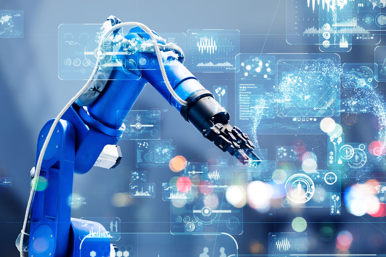 robot przemysłowy na nowoczesnej linii produkcyjnej