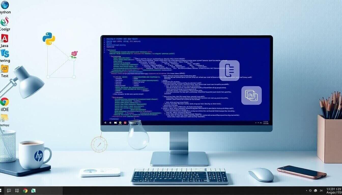 Student debugujący aplikację Java w edytorze Eclipse na ekranie