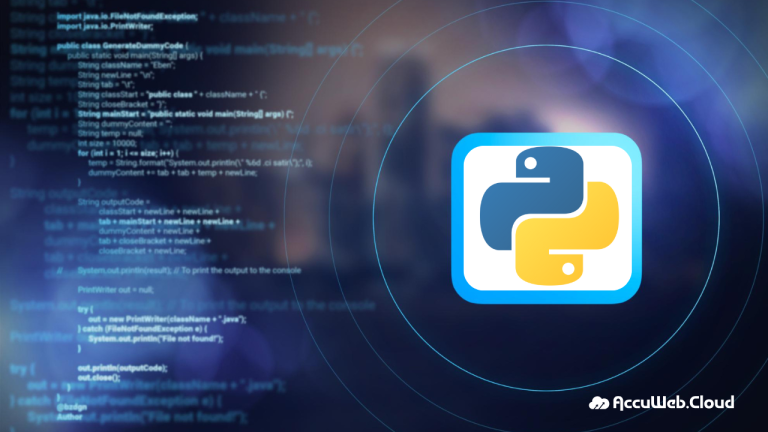 Student przy laptopie z kodami Pythona i Javy obok książek i notatek